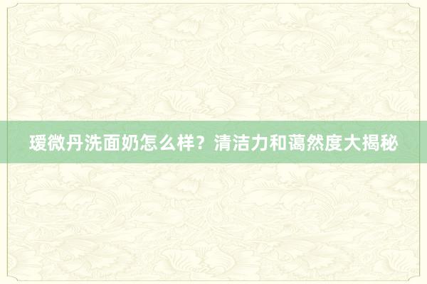 瑷微丹洗面奶怎么样？清洁力和蔼然度大揭秘